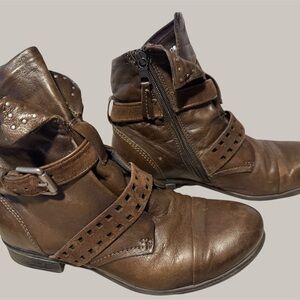 Miz Mooz Distressed Brown Ankle Booties